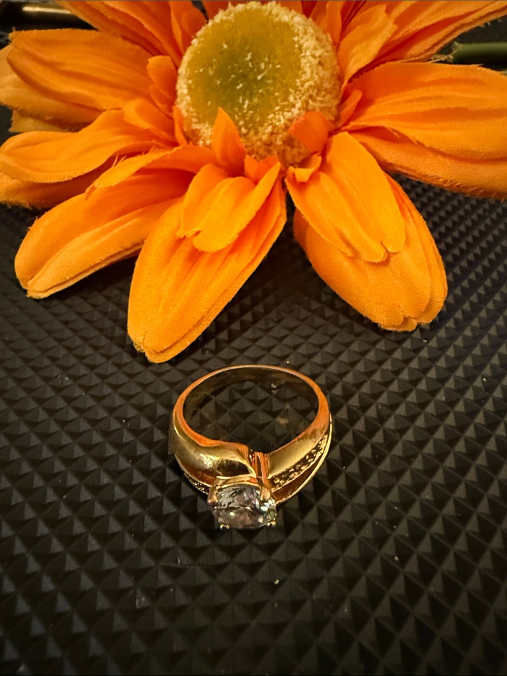 Gold-Tone Clear Stone Women's Fashion Ring